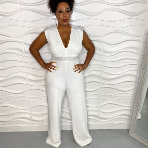 Tux Jumpsuit White - Picture 1 of 3